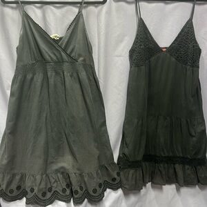 Bundle of 2 large charcoal gray summer dresses above knee and spaghetti straps